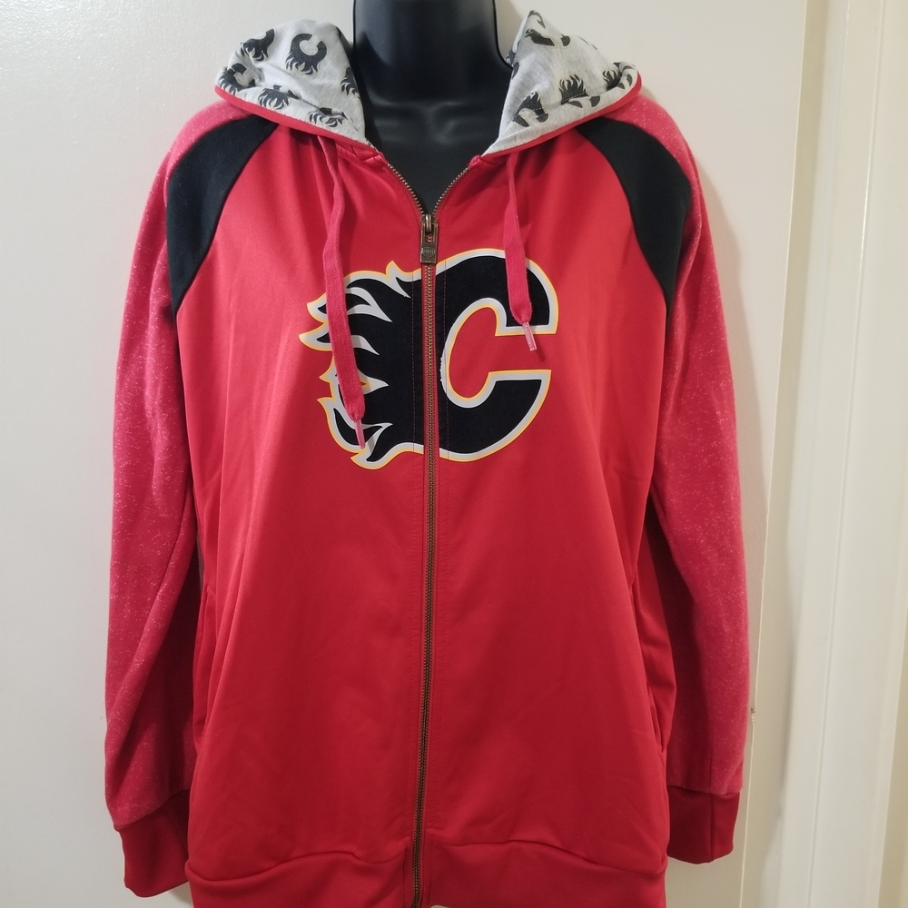 Calgary Flames NHL Old Time Hockey Full-Zip Hoodie Red Medium